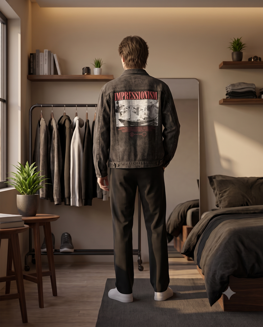 Men’s Black Graphic Denim Jacket