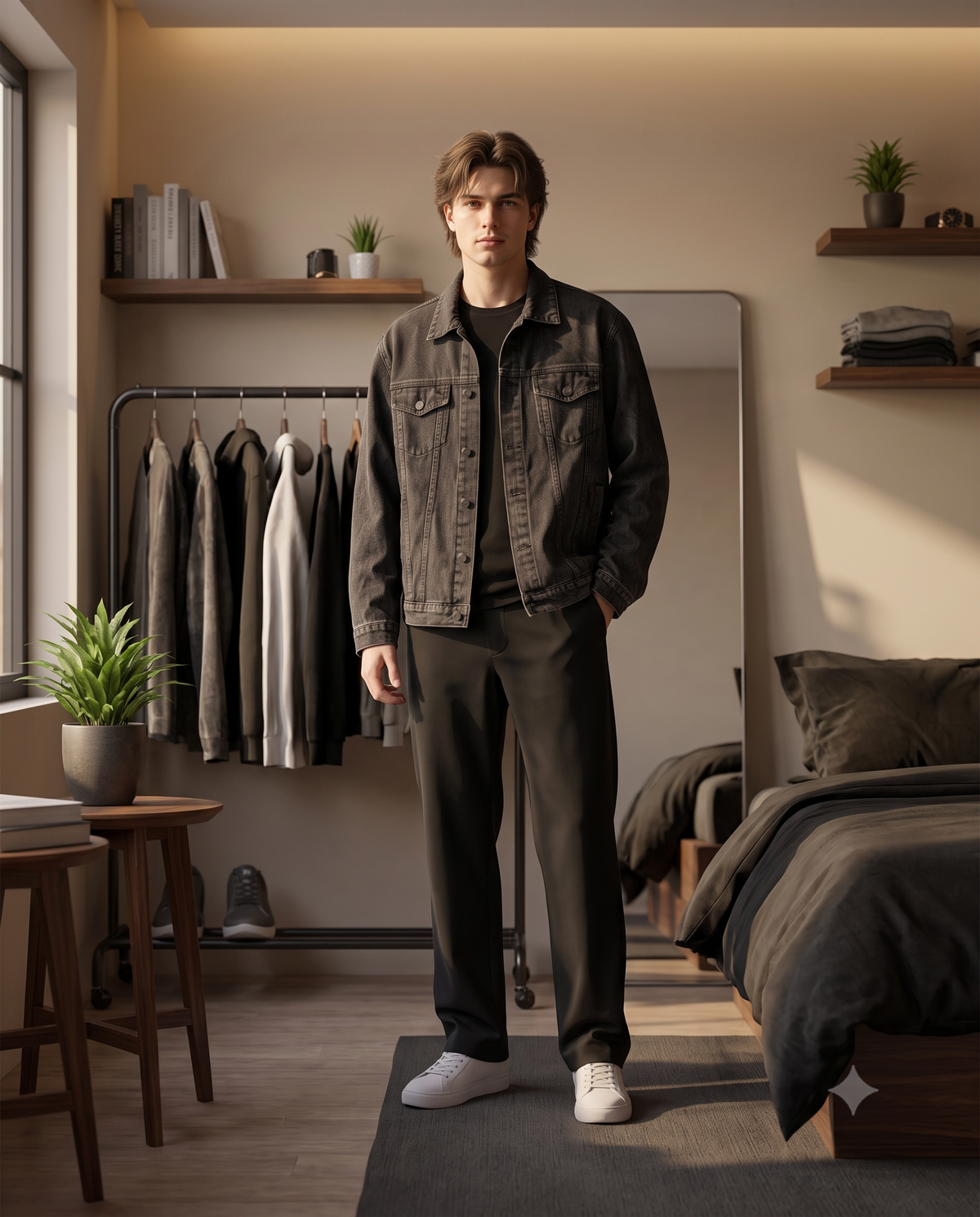 Men’s Black Graphic Denim Jacket