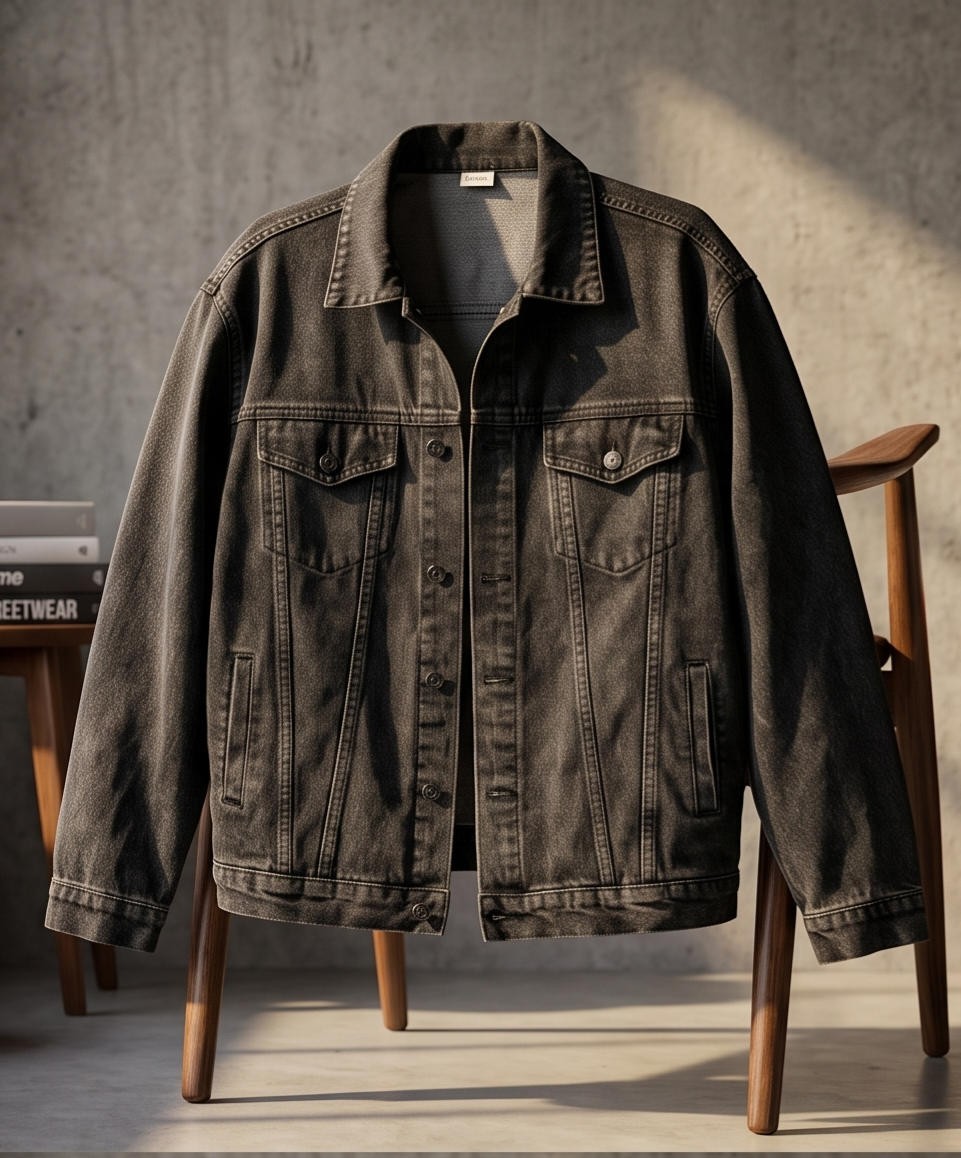Men’s Black Graphic Denim Jacket