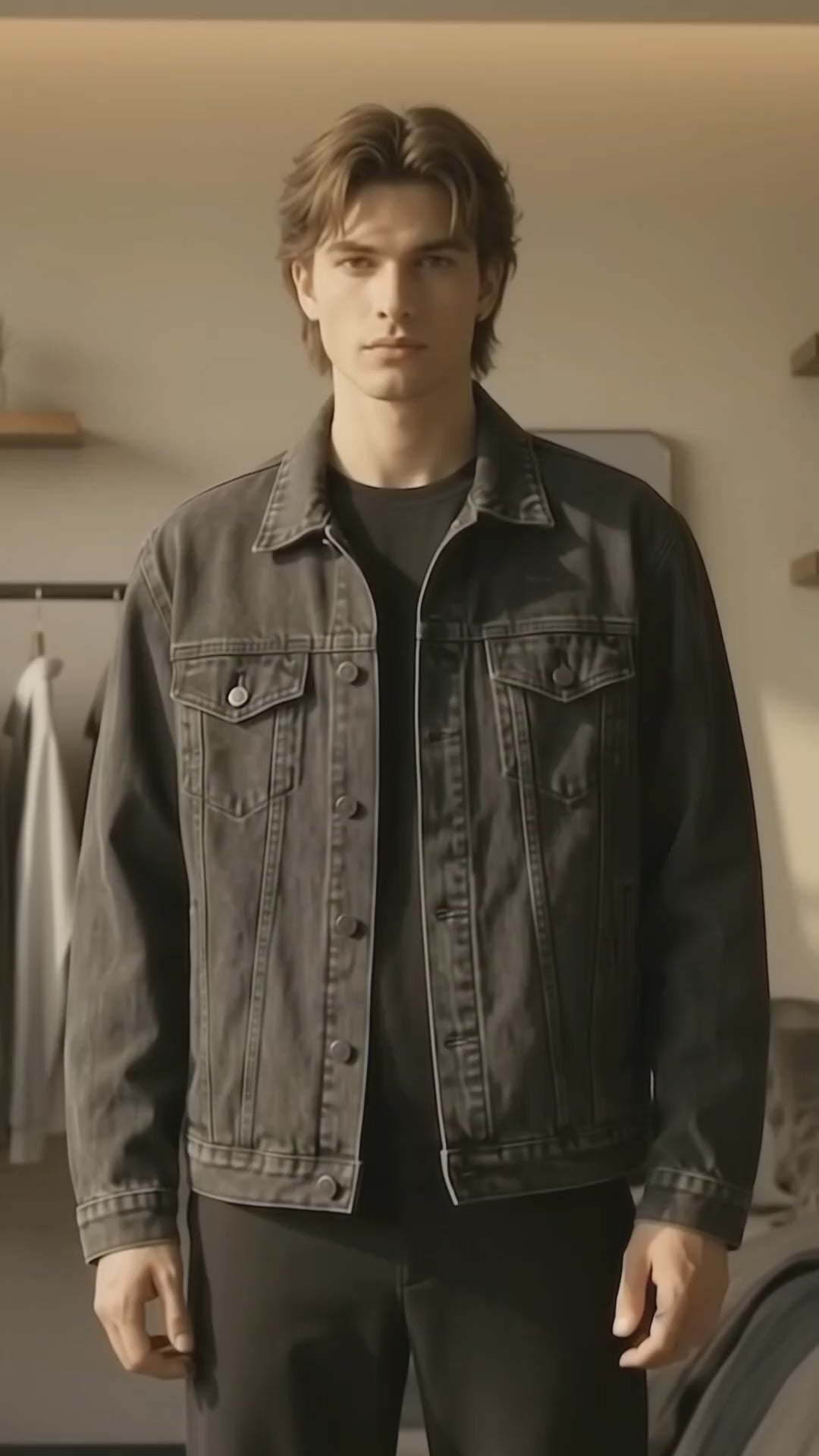 Men’s Black Graphic Denim Jacket
